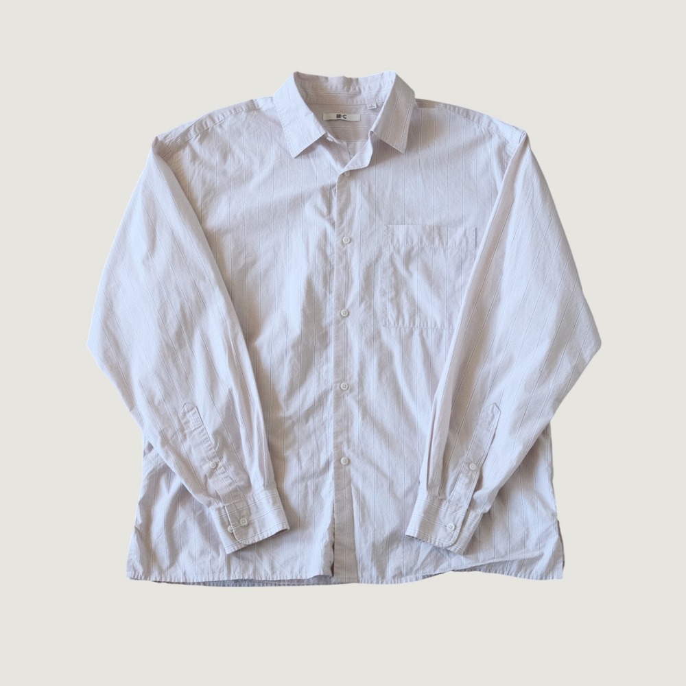 Uniqlo :C Shirt Button Down Pink Striped Long Sleeve Relaxed Fit Size S Mens